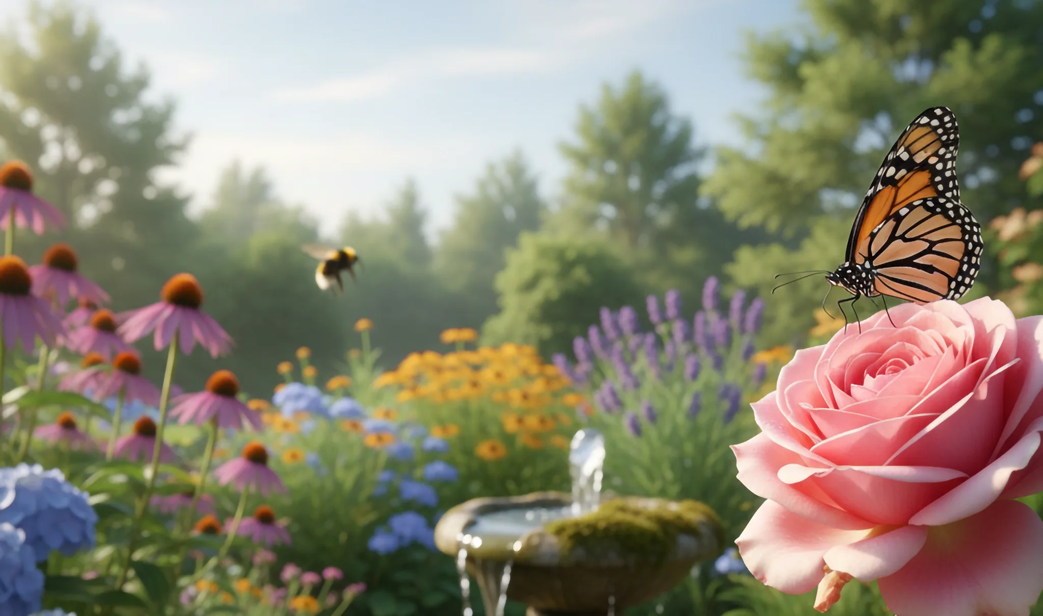 Blühender Garten mit vielen Blumen